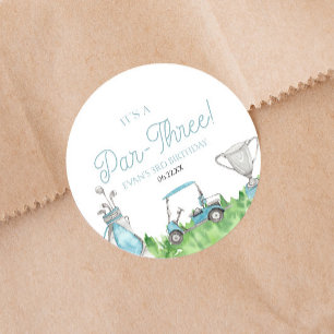 Sticker Rond C'est une partie trois Blue Golf 3ème fête d'anniv