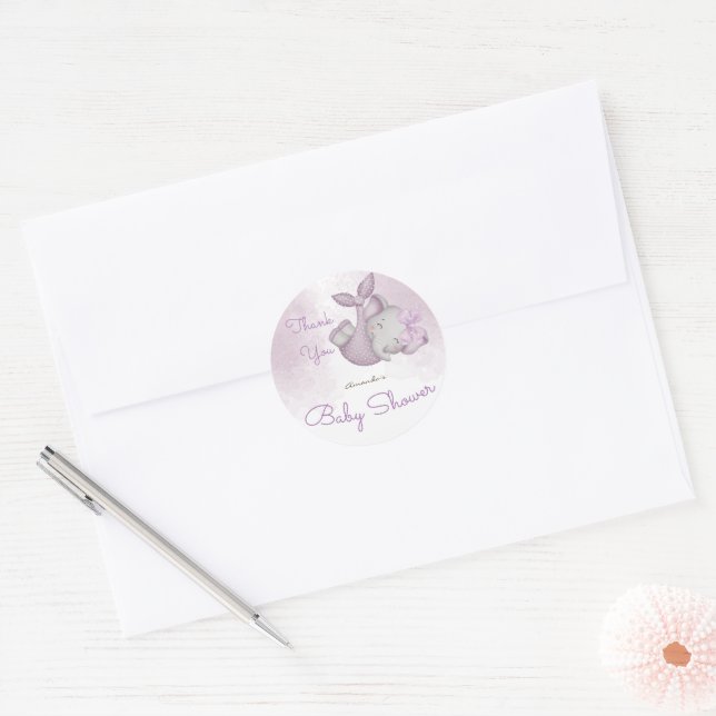 Sticker Rond C'est une petite fille éléphante petite fille douc (Enveloppe)