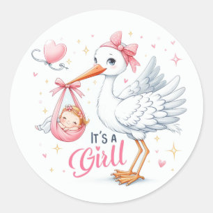 Sticker Rond C'est une petite fille mignonne portant une petite