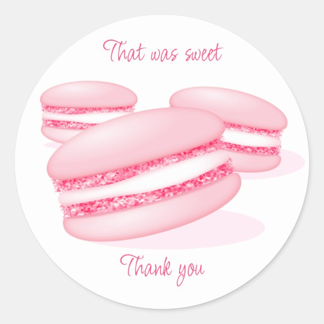 Sticker Rond c'était gentil merci les macarons roses (Devant)
