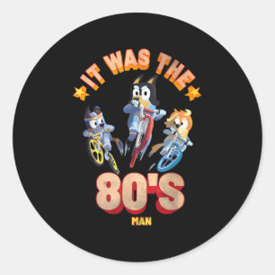 Sticker Rond C'Était Le Vélo Homme Bluy Papa Retro 80s