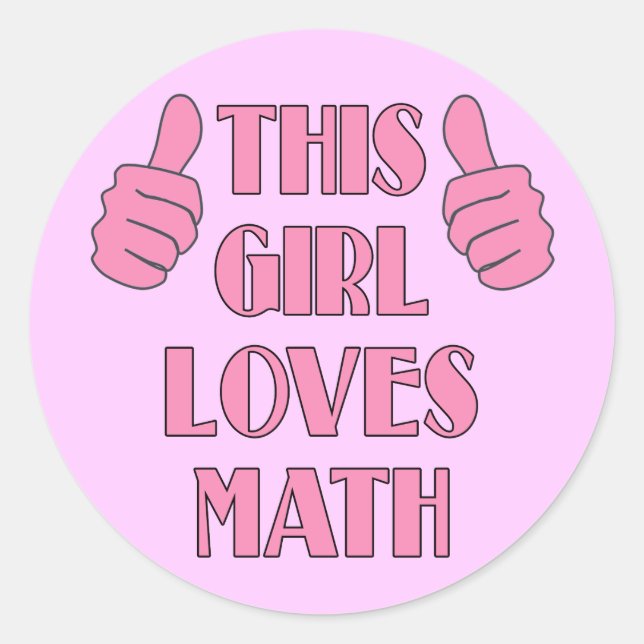 Sticker Rond Cette fille adore le T-shirt Math (Devant)