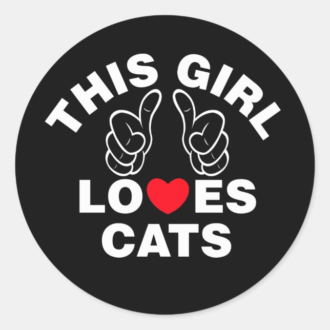 Sticker Rond Cette fille adore les chats (Devant)