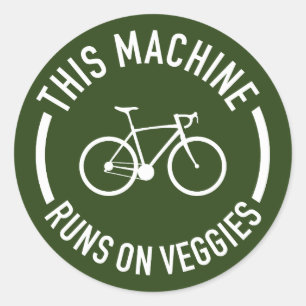 Sticker Rond Cette Machine Fonctionne Sur Un Vélo Légume