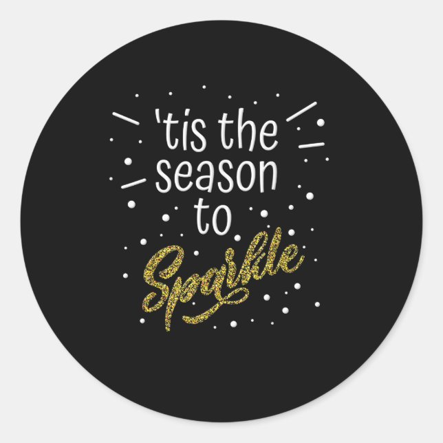 Sticker Rond Cette Saison Pour Étinceler Noël Drôle (Devant)