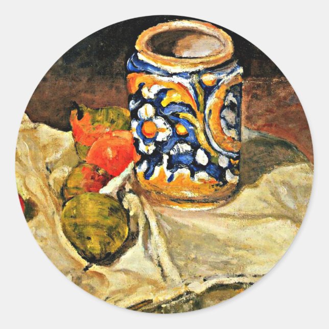 Sticker Rond Cezanne - La vie morte avec l'artisanat italien (Devant)