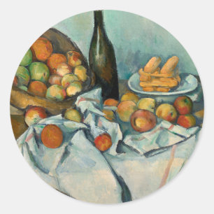 Sticker Rond Cezanne Panier Pommes Impressionnisme Art