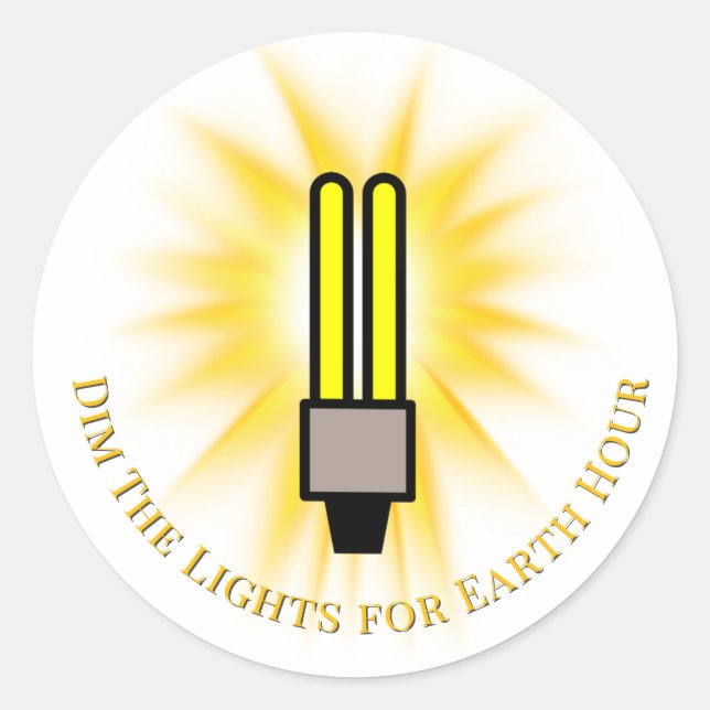 Sticker Rond CFL Bulb Dim The Lights Earth Hour  (Devant)