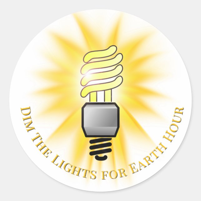 Sticker Rond CFL Bulb Dim The Lights Earth Hour (Devant)