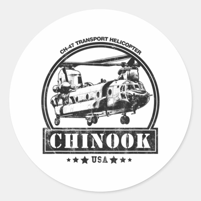 Sticker Rond CH-47 Chinook Helicopter (Devant)