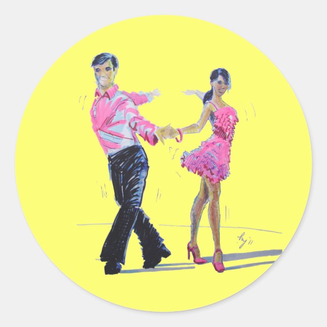 Sticker Rond Cha Cha Cha Danse De La Salle De Bal (Devant)