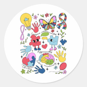 Sticker Rond Chacun communique une Sensibilisation sur l'autism