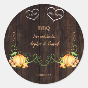 Sticker Rond Chaîne d'automne Citrouille lumières Vielle grange