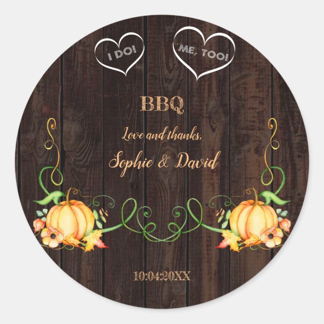 Sticker Rond Chaîne d'automne Citrouille lumières Vielle grange (Devant)