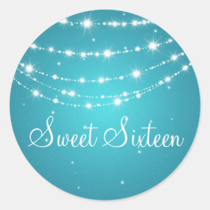 Sticker Rond Chaîne de sweet sixteen mousseux bleu