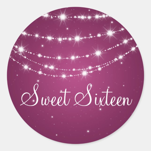 Sticker Rond Chaîne de sweet sixteen mousseux rose (Devant)