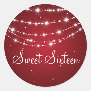 Sticker Rond Chaîne de sweet sixteen mousseux rouge