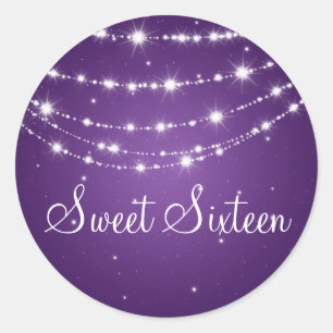 Sticker Rond Chaîne de sweet sixteen mousseux violet