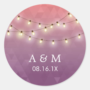 Sticker Rond Chaîne Été Moderne Lumières Mariage violet Faveur