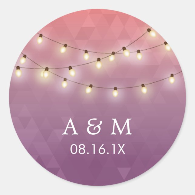 Sticker Rond Chaîne Été Moderne Lumières Mariage violet Faveur (Devant)