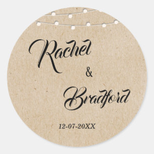 Sticker Rond Chaîne illumine Rustique Mariage Celebration Custo