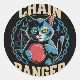Sticker Rond Chaîne Nger Disc Golf Humour de Chat _2