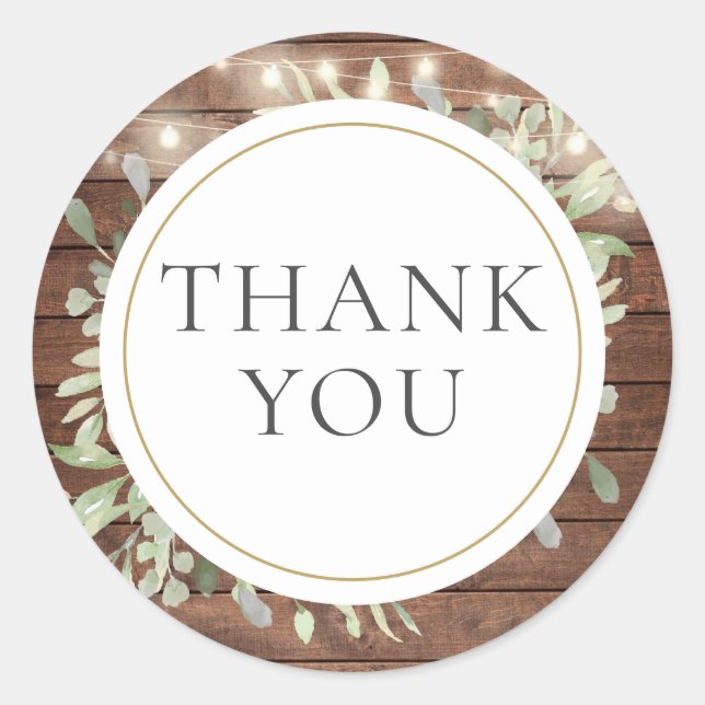 Sticker Rond Chaîne rustique Lights Fête des mariées verdoyante (Devant)