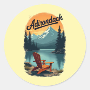 Sticker Rond Chaise de lac Vintage Adirondack