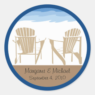 Sticker Rond Chaises Adirondack Bleu et Tan MARIAGE