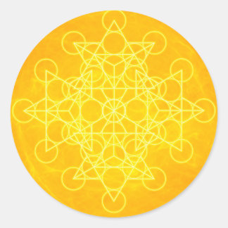 Sticker Rond Chakra Mandala Géométrie Sacrée Jaune Lumineux