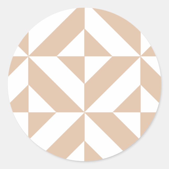 Sticker Rond Chaleureux Beige Géométrique Motif (Devant)
