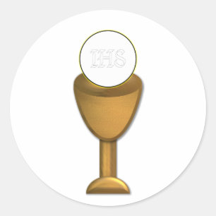 Sticker Rond Chalice d'or et hôte - Sainte communion