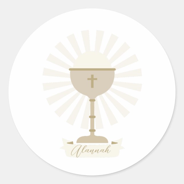 Sticker Rond Chalice Or Communion Personnalisée (Devant)