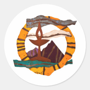 Sticker Rond Chalice UUSS, Universaliste Unitaire, UU, Chalice,