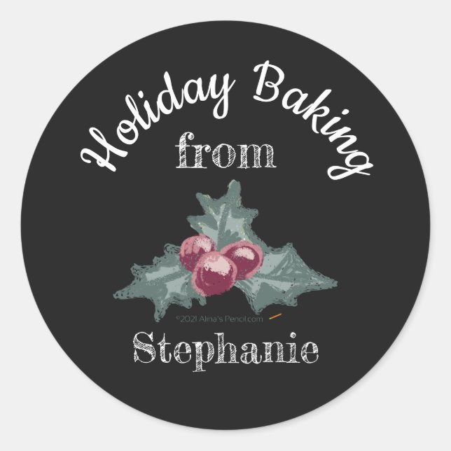 Sticker Rond Chalk Art Holly Christmas Baking Godies maison (Devant)