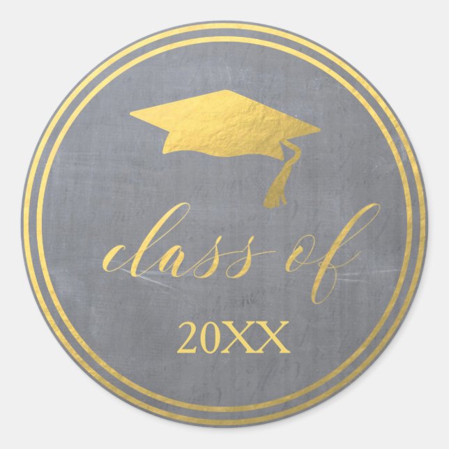 Sticker Rond Chalk & Faux Gold Foil | Sceau d'enveloppe de dipl (Devant)