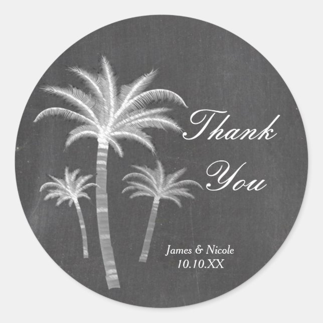 Sticker Rond Chalk Palm Trees Destination Voyage Favoriser Stic (Devant)
