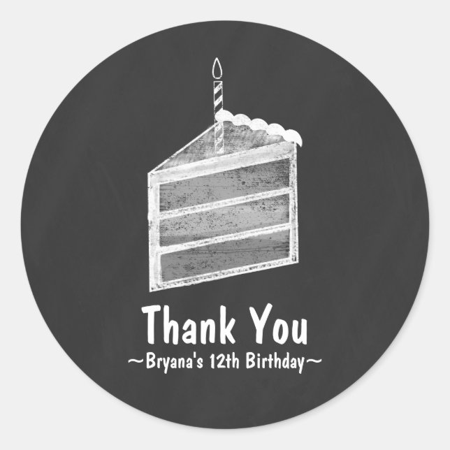 Sticker Rond Chalkboard Coupe de gâteau Anniversaire Fête Favor (Devant)
