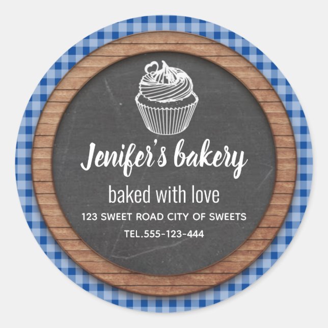 Sticker Rond Chalkboard cupcakes et friandises maison (Devant)