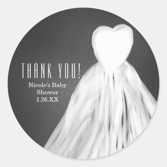 Sticker Rond Chalkboard Mariage robe Fête des mariées Favoriser (Devant)