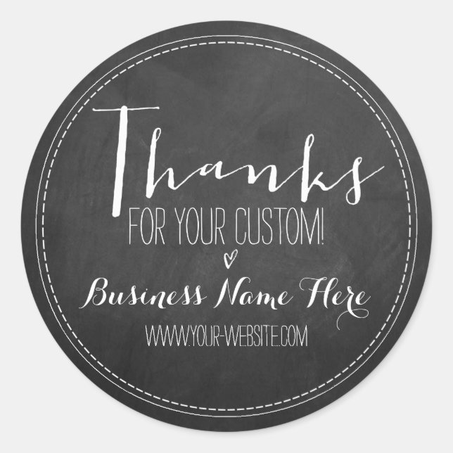 Sticker Rond Chalkboard "Merci Pour Votre Personnalisation !" B (Devant)