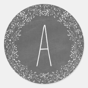 Sticker Rond Chalkboard Monogramme Mariage du souffle du bébé