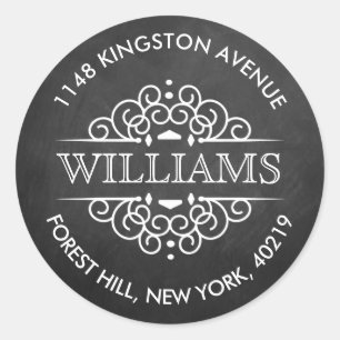Sticker Rond Chalkboard Orneleurs Fils Personnalisés Adresse de