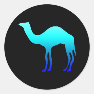 Sticker Rond Chameau Bleu