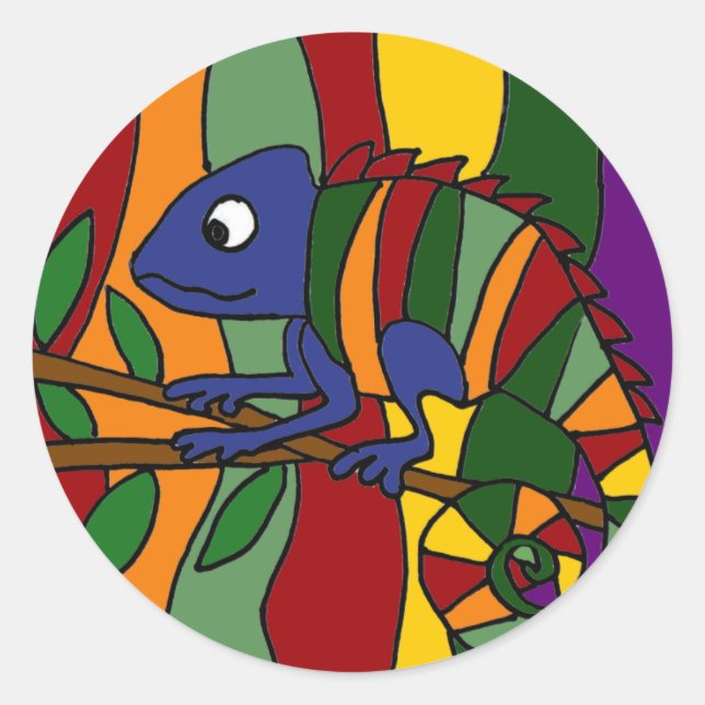 Sticker Rond Chameleon coloré Abstrait (Devant)