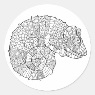 Sticker Rond Chameleon Zendoodle