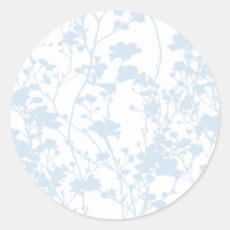 Sticker Rond Champ floral (Blanc - Bleu poudre)