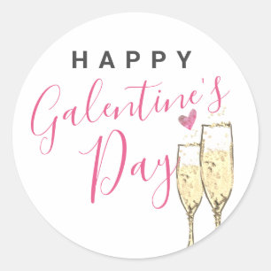 Sticker Rond Champagne Bonne Journée des Galentines