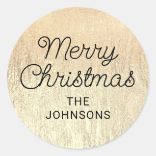 Sticker Rond Champagne Gold Glam Texture Joyeux Noël