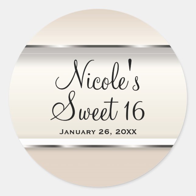 Sticker Rond Champagne Pearl Shimmer Chic Wedding Party Favoris (Devant)